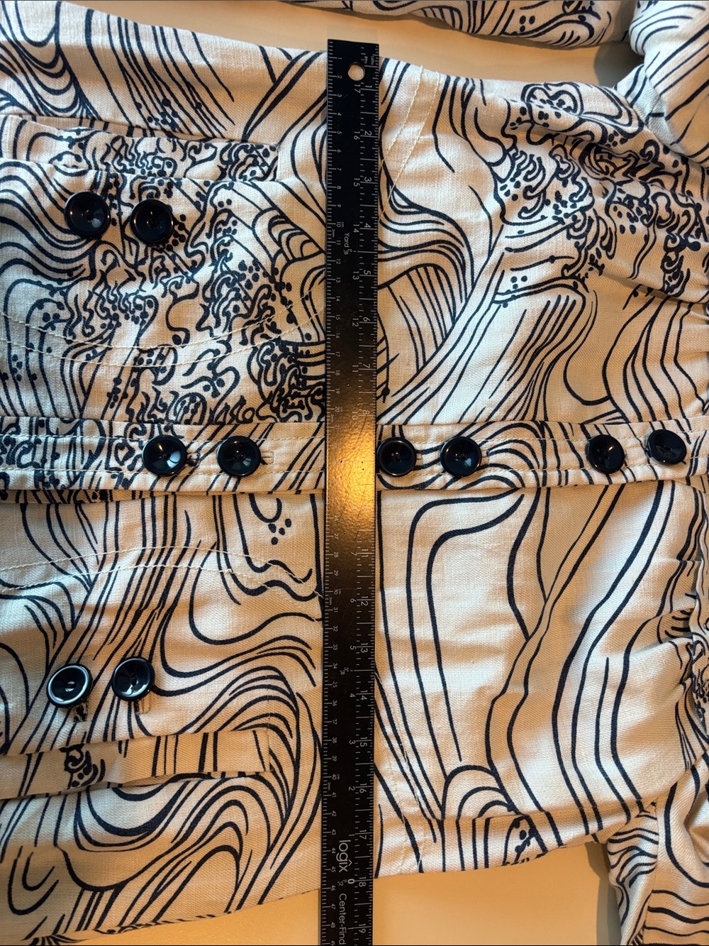 Anthropologie Elevenses Steamfest Wave Print Linen Blend Jacket Coat Size 4 - Picture 13 of 14